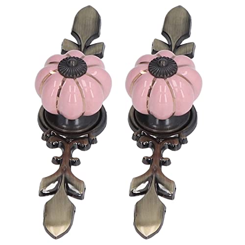 HERCHR Pumpkin Ceramic Knobs 2 Pack with Screws Gasket Cabinet Pumpkin Door Drawer Knobs Cabinet Door Pull Handle for Wardrobe Furniture Hardware Kitchen Cupboard Drawer - Image 3