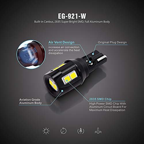 Sir Ius Led 921 Led Reverse Backup Trunk Light Bulb For Car Truck Canbus Error Free Super Bright 3030 Smd Xenon White 6000K Pack Of 2 #TOP3