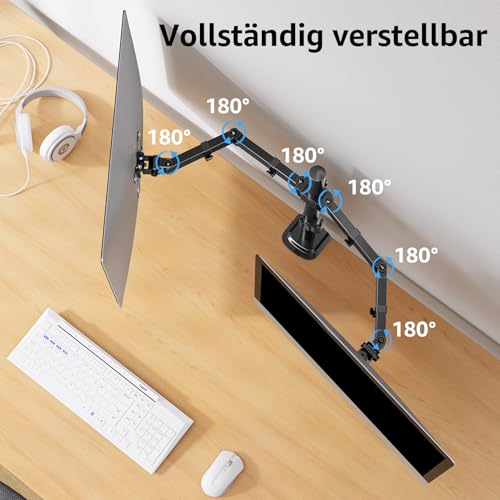 MOUNTUP Monitor Halterung 2 Monitore für 13-32 Zoll Flach&Curved Bildschirm – Ansicht 5