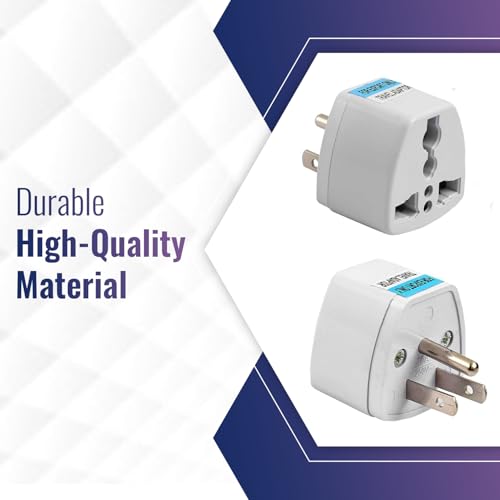 Image of Ocko Universal Type B USA Conversion Adapter Plug | 3 Pin Converter Socket | Indian to Universal Adapter | USA, Canada, Brazil to India | Suitable for Laptop, Camera, Charger (Pack of 5, White)