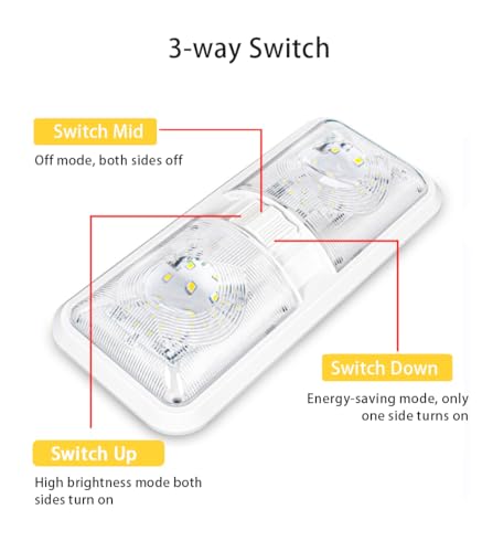 Image of 12V RV LED Lights with ON /Off Switch - Daylight 6500K 8W 600LM, Interior Lighting for RV Van Trailer Camper Boat - Pack of 2