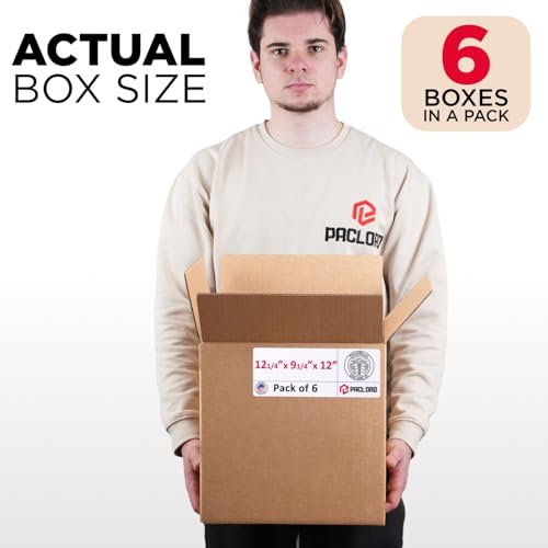 Image of Medium Cardboard Boxes 12 1 /4 inchL x 9 1 /4 inchW x 12 inchH (Pack of 6) - USA-Made Packing Boxes for Moving, Shipping, or Storage - USPS, UPS, FedEx Approved - Professional Packing Supplies for Moving