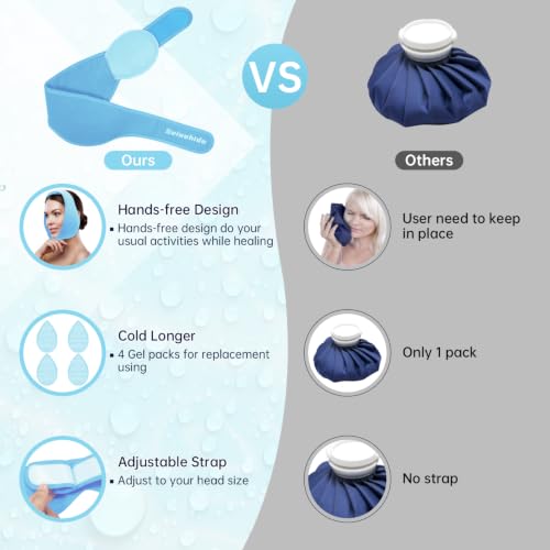 Image of Wisdom Teeth Ice Pack Head Wrap Jaw Face Ice Pack for Wisdom Teeth Extraction Toothache Pain Relief Face Oral Surgery with 4 Gel Packs for TMJ,Tonsillectomy Recovery, Cosmetic Procedure (Light Blue)