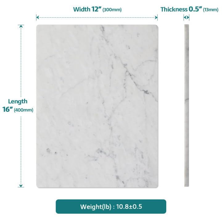 Tabla de cortar rectangular de mármol blanco Carrara 16x12 pulg miniatura 4