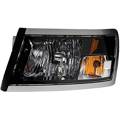 Driver and Passenger Side Headlight Assembly Set Compatible with 08-10 Dodge Dakota Black Bezel 11 Ram Dakota Black Bezel