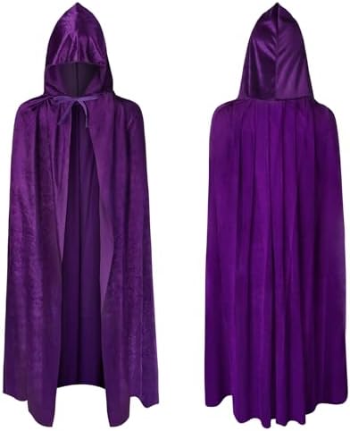 AOOWU Mittelalter Umhang Kapuzenumhang, Junge,Mädchen Halloween Umhang mit Kapuze, Lila Umhang, Umhang kostüm Cape Satin, Umhang Kostüm Mantel für Halloween Weihnachten Karneval Ko