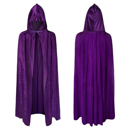 AOOWU Cape de Prince Enfants, Halloween Cape à Capuche Vampire,Costume de Prince pour se déguiser en Roi et en Prince, Carnaval et Les fêtes à thème, Violet, 100cm