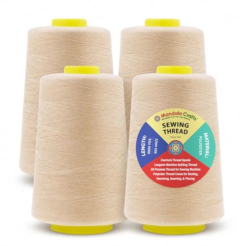 Mandala Crafts 40S/2 Tan Polyester 4 Pack of Serger Threads Cones
