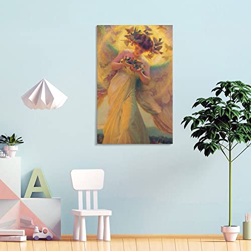 Aesthetic Poster Female Angel Art Poster Angel Guardian Wall Art (15) Canvas Wall Art Prints For Wall Decor Room Decor Bedroom Decor Gifts 24X36Inch(60X90Cm) Frame-Style #TOP3