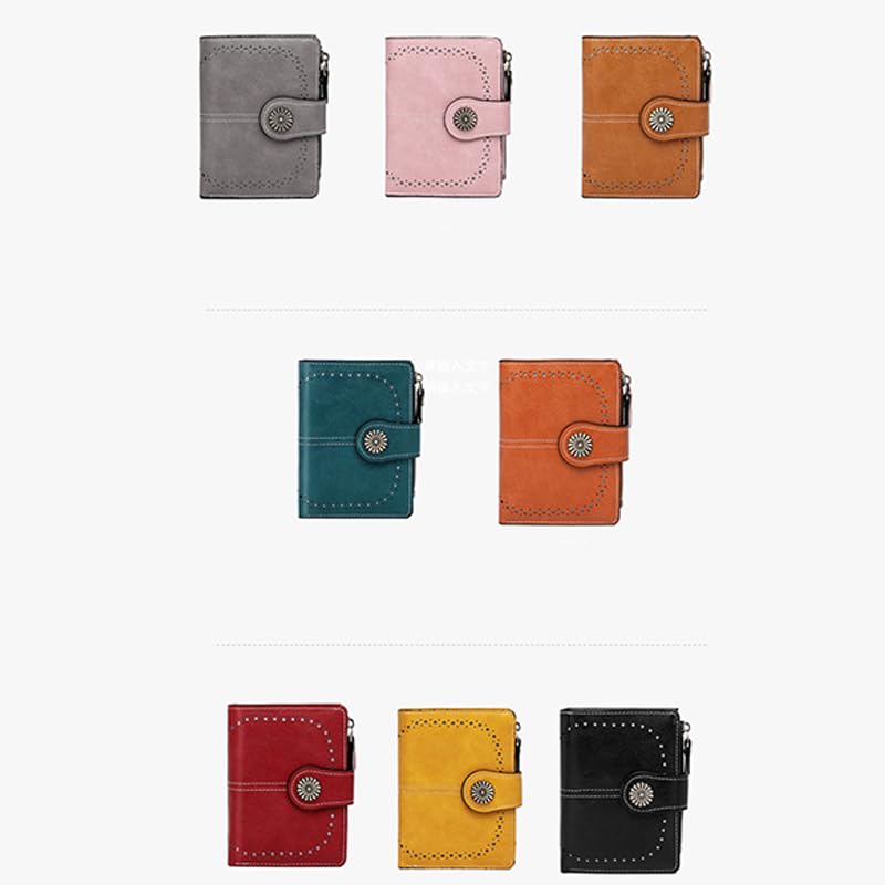 Small RFID Blocking Wallet for Women – Compact Leather Bifold Credit Card Holder with Zipper Pocket3