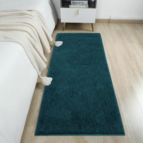 Image of Flooring India Co Newman Floor Runner 2500 GSM Super Soft Anti Skid Runner for Bedroom Side (2x5 Feet, Teal)