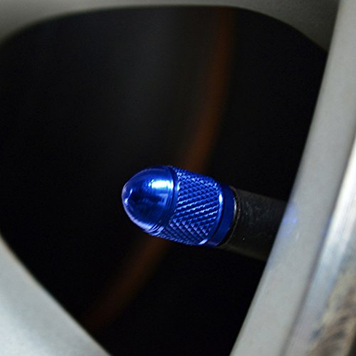 Runmade Aluminum Bullet Style Car Truck Air Port Cover Tire Rim Valve Wheel Stem Caps (Pack Of 4) (Blue) #TOP3