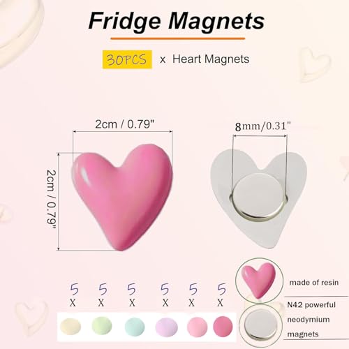 30 imanes de corazón decorativos fuertes para nevera miniatura 4