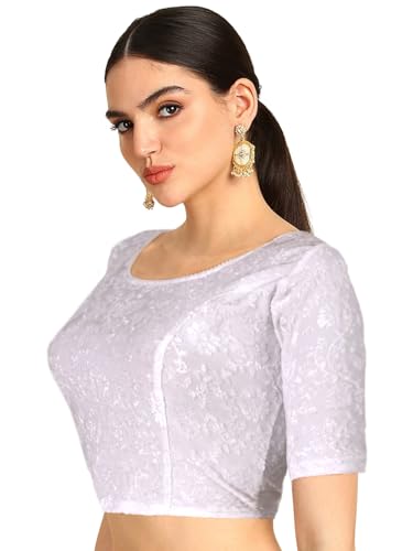 Image of Chandrakala Readymade Blouses for Women Sarees,Stretchable(B202-P)
