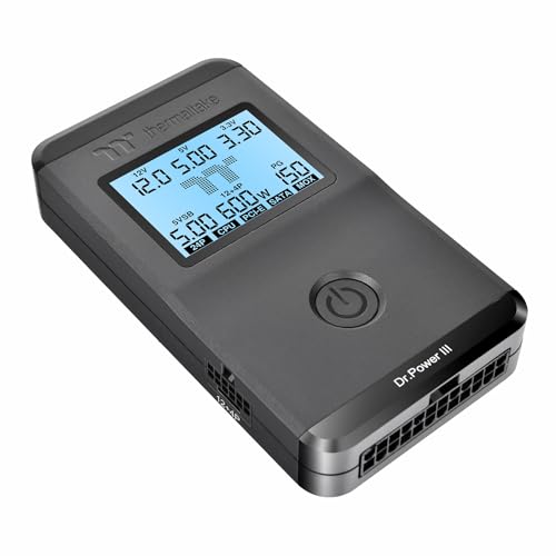 Image of Thermaltake Dr. Power III Pro; ATX Power Supply Tester; Voltage /Continuity /PG; up to ATX12V v3.1 spec; 24pin Main Board /12V-2X6 / 4+4 EPS /6+2 PCIe /SATA /Molex; Color Display; Black; AC-083-OO1NAN-A1
