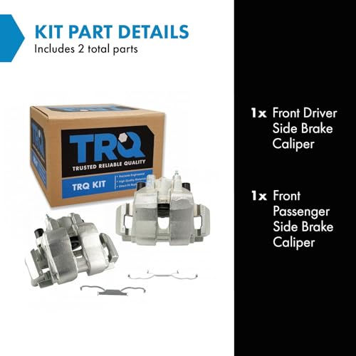 Image of TRQ Front Driver and Passenger Side Brake Caliper Set Caliper Brackets Hardware Compatible with 05-06 Ford Escape with Front Casting #6661 Rear Disc Brakes 05-06 Mazda Tribute S