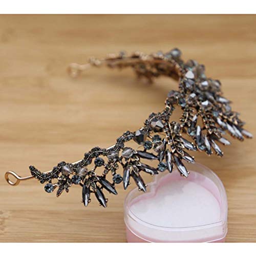 Frcolor 1 pc Vintage Baroque Couronne Alliage Coiffure Tiare De Mariée Hairband Accessoire De Cheveux De Mariage Bandeau (Noir) – vue 5