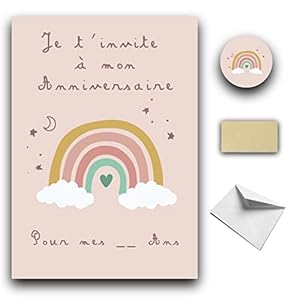 NOUVEAUTE KIT CREATIF DE 10 CARTES D’INVITATION ANNIVERSAIRE A GRATTER THEME ARC EN CIEL EN FRANCAIS: 10 CARTONS, 10…