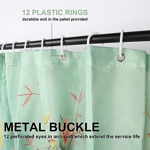 Minicoco Mould Proof Resistant Wet Room Shower Curtain 100% Polyester Waterproof Bathroom Curtain Floral Scenery with 12 Hooks - Image 4