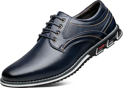 AWINIWI Men's Casual Dress Shoes Comfortable Blue Fashion Dress Sneakers Men Office Classic Mens Oxfords Leather Business Casual Shoes Formal Size 9 by AWINIWI - Used condition - US$41.22