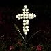 Joyathome Solar Cross Garden Stake Outdoor Lights, 40 Inch Solar Powered Cross Lights Stake with 24 LED Decorative Flower Lights for Remembrance Gifts