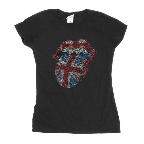 Image of Rolling Stones The T Shirt Diamante Union Jack Tongue Official Womens Skinny Fit XXL Charcoal Grey