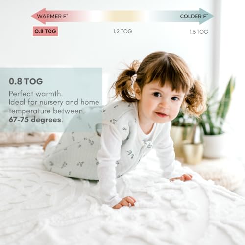Image of Tealbee Dreamsuit Toddler Sleep Sack with Feet - Walker Sleep Bag with Legs, Rayon made from Bamboo, Summer 0.8 TOG, 2-Way Zipper, 12m-2T - Croissant