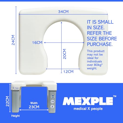 Image of MEXPLE Xumo50 Portable Potty Squat Stool | Indian to Western Toilet Stool Commode Seat | Lightweight & Stable Design | for Adults Kids Elderly Handicap | Height 22cm /8.6 Inches | White