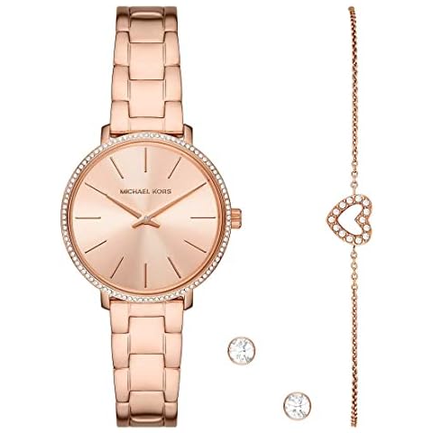Michael Kors Reloj para mujer Pyper, movimiento de dos manecillas, caja de acero inoxidable dorado rosa de 32 mm con correa de acero inoxidable, MK1040 Cover