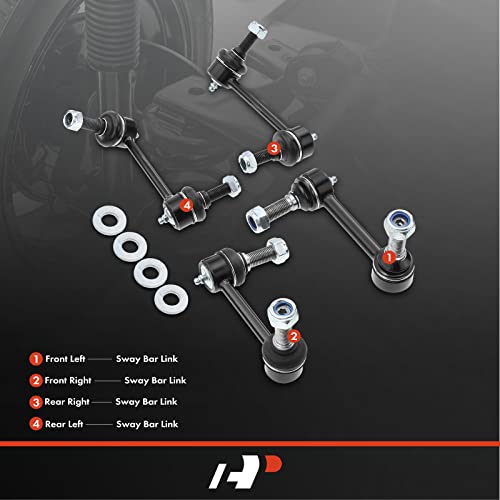 A-Premium Set Of 4, Front & Rear Sway Bar Links Kit Stabilizer Bar Links Compatible With Chevrolet Trailblazer (Ext), Ssr, Envoy (Xl/Xuv), Buick Rainier, Saab 9-7X, Isuzu Ascender, Oldsmobile Bravada #TOP1