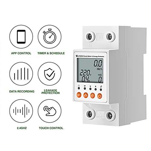 Miniatura 2 de Emylo Smart Wifi Medidor De Energía, Monofásico Carril Din Lcd Medidor Digital, Interruptor Automático De Protección De Fugas Ac 80-400v, Monitor De Consumo De Energía Eléctrica, App Control Remoto