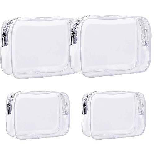Neceser Viaje Avion, 4 Pedazos Neceser Transparente, PVC Neceser Transparente Viaje Avion, Bolsa Transparente Avion, Neceser Avion Adecuado para Viajes Toallas Baño Vacaciones Cosméticos