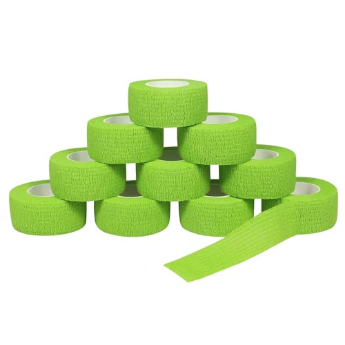 QiGui 10 Rollen Fingerpflaster Selbsthaftend Bandage Elastische Verband 2,5cm x 4,5m Wasserfestes Selbstklebender Haftbandage Cohesive Fixierverband Pflasterverband Pet Vet Wrap für Erste Hilfe Sport