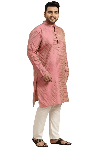 Image of SOJANYA Men's Silk Blend Printed Kurta & Pant With Nehru Jacket