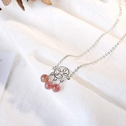 Collier pampilles argent 925 et cristal de fraise, une idée cadeau romantique
