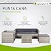 Juskys Polyrattan Lounge Punta Cana L für 4-5 Personen mit 3er Sofa, Sessel, Hocker, Tisch & Kissen, Sitzgruppe für Garten, Terrasse und Balkon, Gartenmöbel Set wetterfest - Grau-meliert
