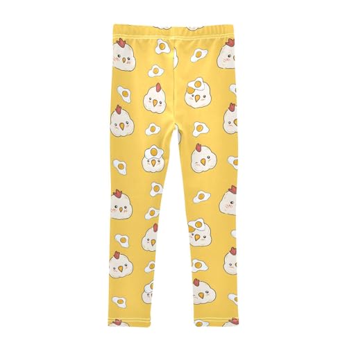 Cute Chicken Egg Yolk Girls Leggings Ultra Soft Compression Yoga Gym Pants for Kids 4-10T2