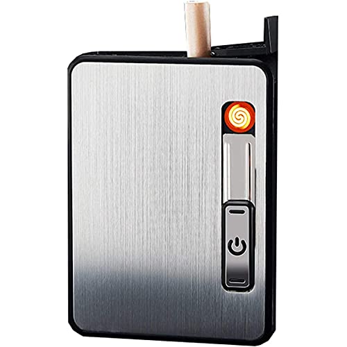 ZENGQIANGJING Boîtier à cigarettes avec briquets, étui à cigarettes, support de cigarette en aluminium, boîte à tabac à cigares de poche en aluminium en métal, 2 en 1 briquets transcommandés électroni Cover