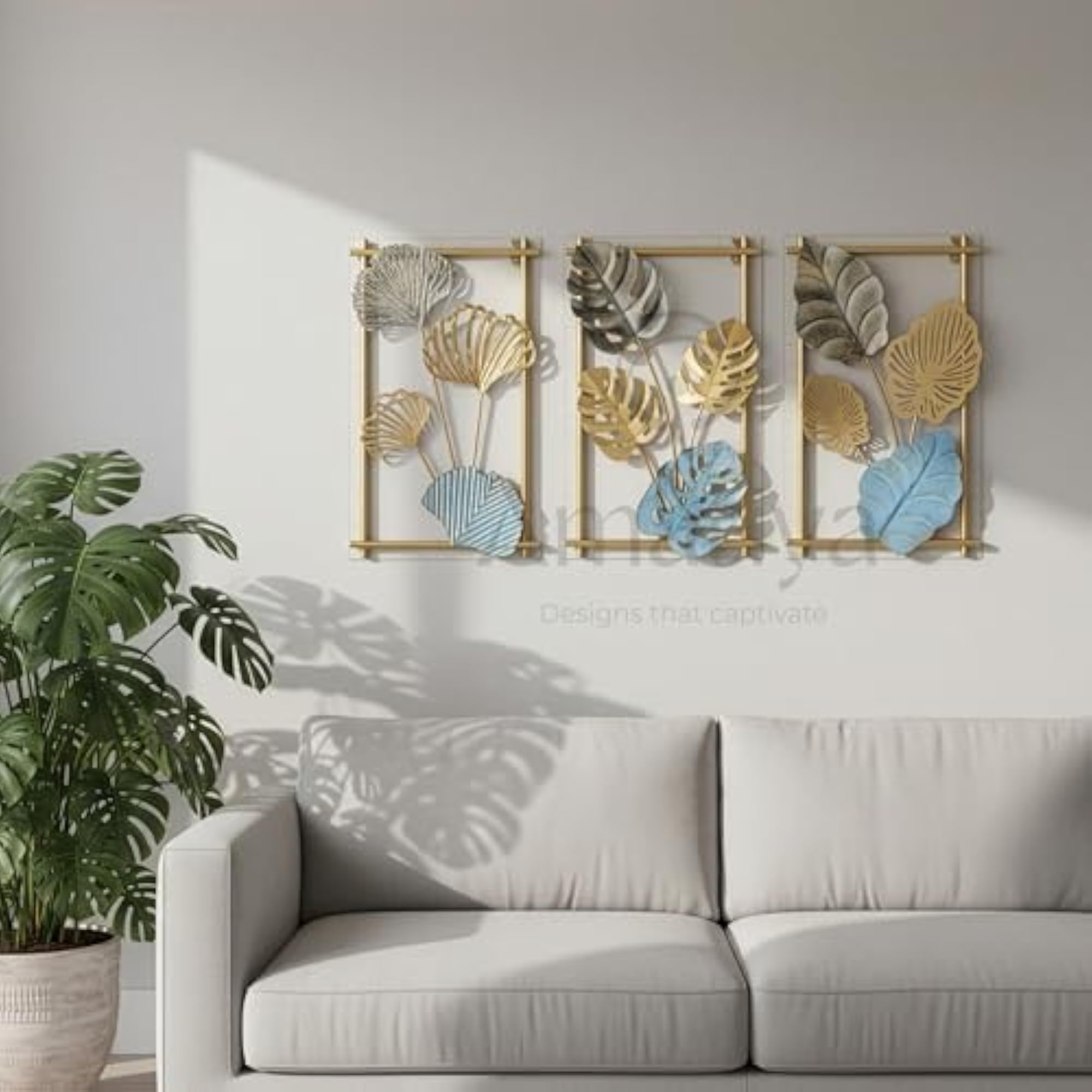 Metal Wall Decor - Ginkgo Monstera Leaf Wall Art Sculpture
