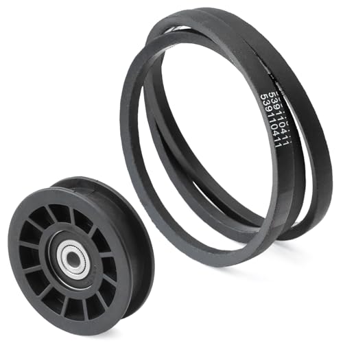 GLOXTED 539110311 & 539110411 Drive Idler Pulley and Belt Kit Replacement for Husqvarna Z254F Lawn Mower, Replace 607163 14259 12400