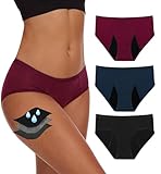 YESWEL Period Underwear For Women, Leak-Proof Hipster, Brief, Heavy Flow, 3 Pack (Medium, Multicolor01)