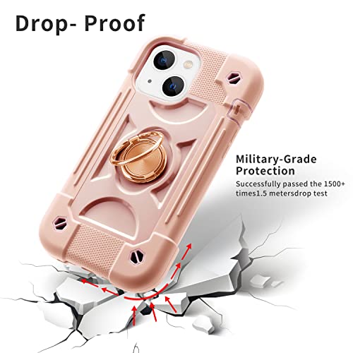 Image of MARKILL Compatible with iPhone with Built-in 360Rotating Ring Stand, Military Grade Drop Protection Full Body Rugged Heavy Duty Case Durable Cover (Pink, iPhone 13 mini /12 mini 5.4 inch)