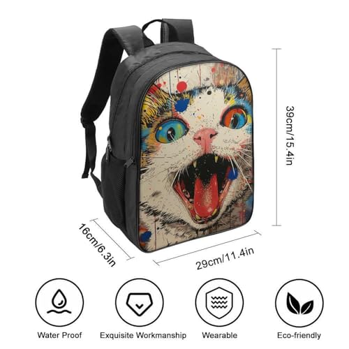 Sac à dos imprimé 3D chat imperméable et léger pour primaire