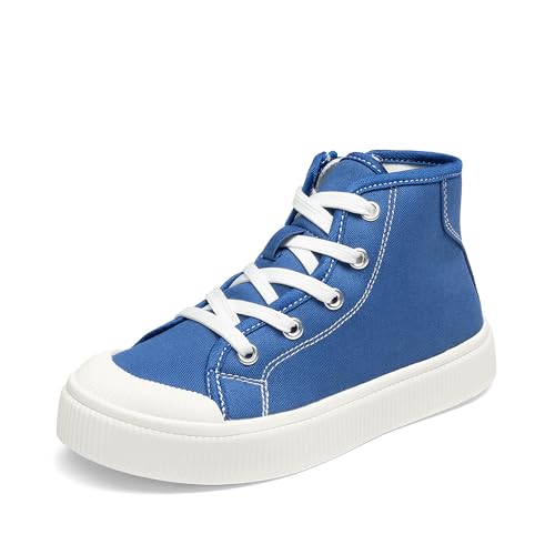 Little Boys Girls High Top Canvas Shoes Lillegends Courtstar Casual Walking Shoes,size 5 Big Kid,blue,sdfs2326k
