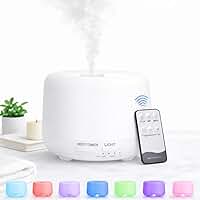 Aromatizador Difusor de Ar Ultrassônico 300ml com Controle Remoto e LED 7 Cores – Umidificador Silencioso para Aromaterapia e Ambientes