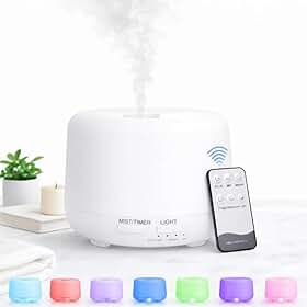 Aromatizador Difusor de Ar Ultrassônico 300ml com Controle Remoto e LED 7 Cores – Umidificador Silencioso para Aromaterapia e Ambientes