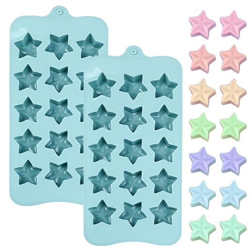 Star-Shaped Silicone Molds, 2-Pack, 15 Cavities Each, Blue