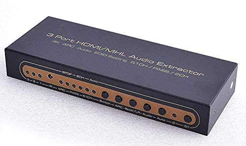 Tobo 4K 60Hz 3 Port HDMI 2.0 Switch with Optical SPDIF and RCA L/R Audio Out 3x1 HDMI Extractor Splitter with Remote Supports-(TD-431H-03)