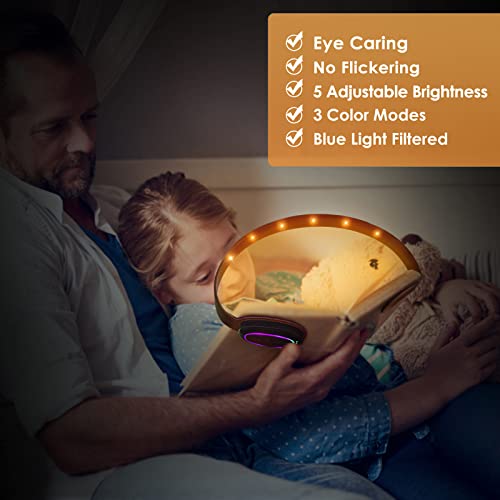 Pipapi Rechargeable Magnetic Clip Reading Light, Book Light For Reading In Bed, 3 Color Modes, 5 Brightness Levels, Long Lasting, Eye Care, Perfect For Book Readers (Brown) #TOP6