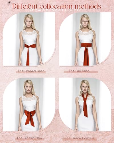 Image of Glitopper Women Chiffon Sash Belt Dress Sash Waist Bridal Wedding Belt 50s Accessories 3'' Wide